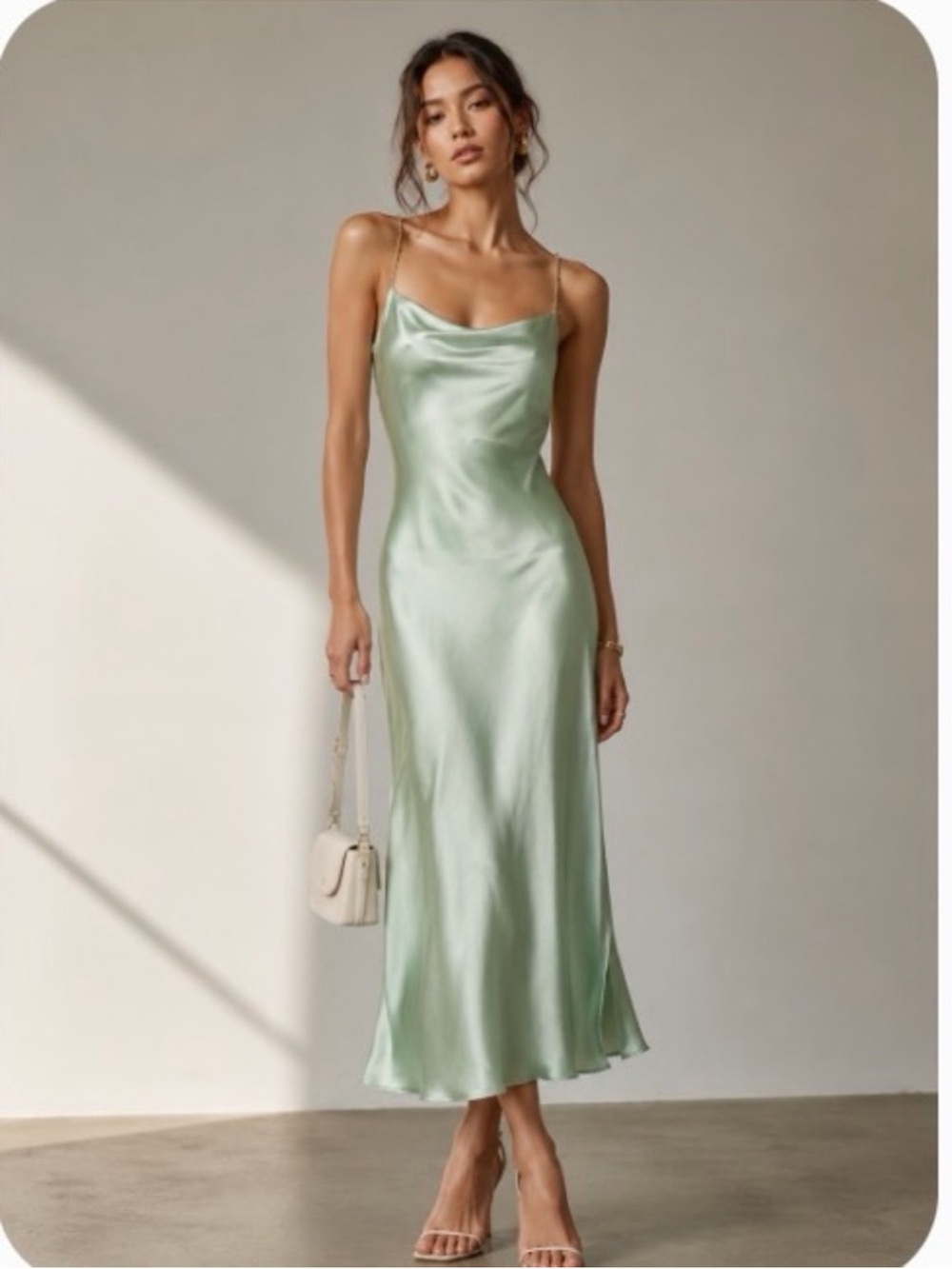 Jason Wu Pale Mint Satin Cowl Slip Midi Dress